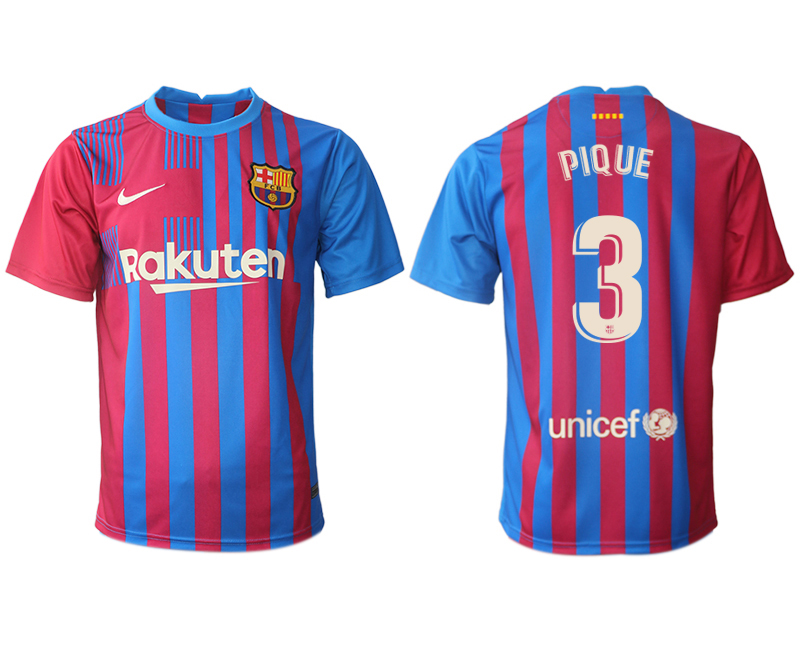 Men 2021-2022 Club Barcelona home aaa version red #3 Nike Soccer Jerseys